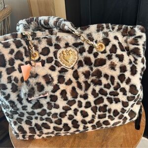 Juicy Couture Brown Leopard Faux Fur Tote